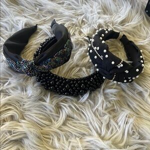 Elegant Black and Beaded Headband Set